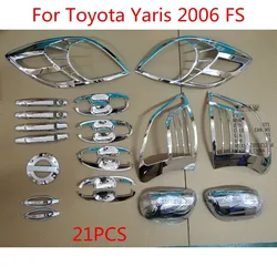 For Toyota Vitz Yaris 2005 2006 2007 FS High-quality 21PCS ABS Chrome plated trim accessories plated car styling light cover