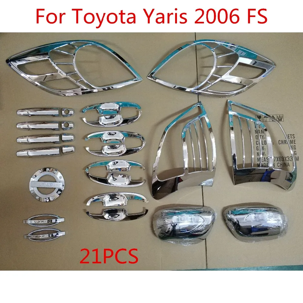 For Toyota Vitz Yaris 2005 2006 2007 FS High-quality 21PCS ABS Chrome plated trim accessories plated car styling light cover