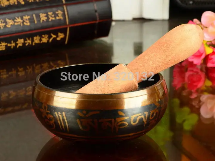 

Cushion and Striker A BOWL TIBETAN HIMALAYAN HAND HAMMERED CHAKRA MEDITATION 17-18cm Diameter Wholesale brass Bowls