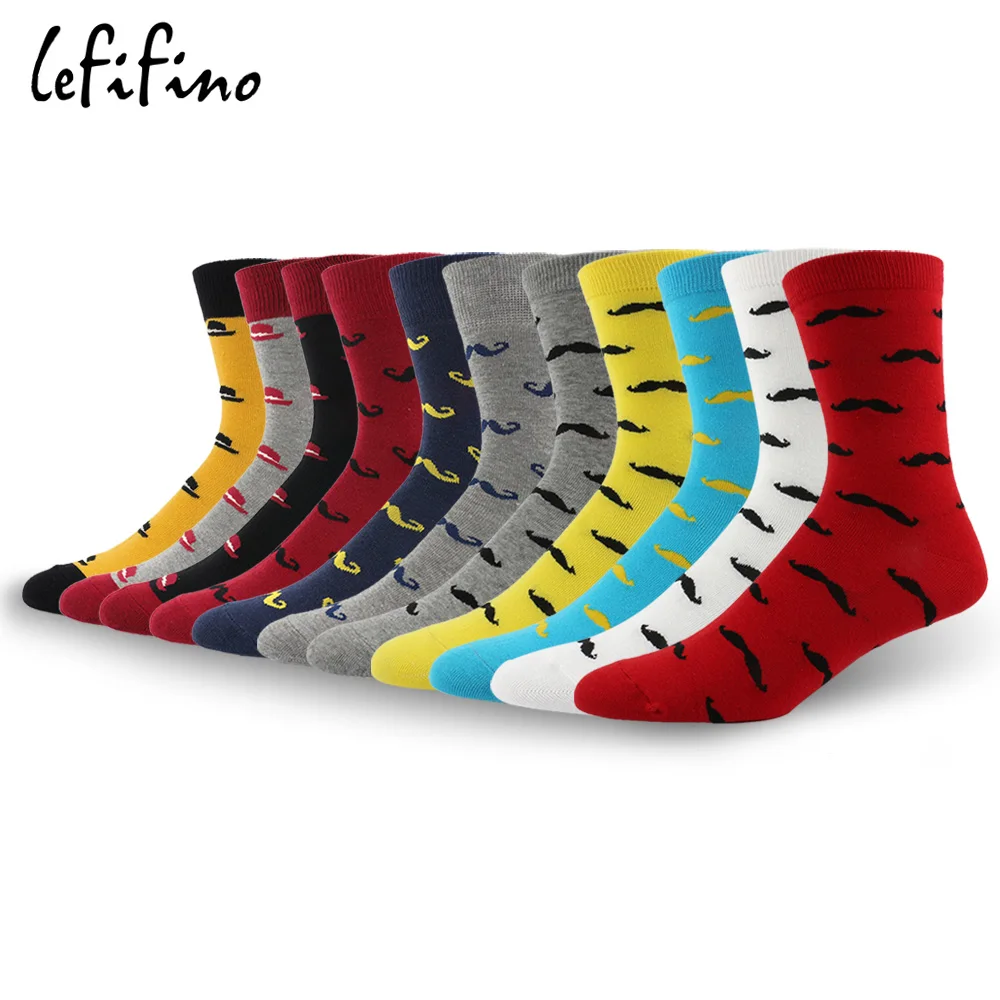 LeFifino Fashion Harajuku Street Style Men\'s Cotton Socks Novelty Moustache Male Casual Dress Socks for Men High Quality L24629