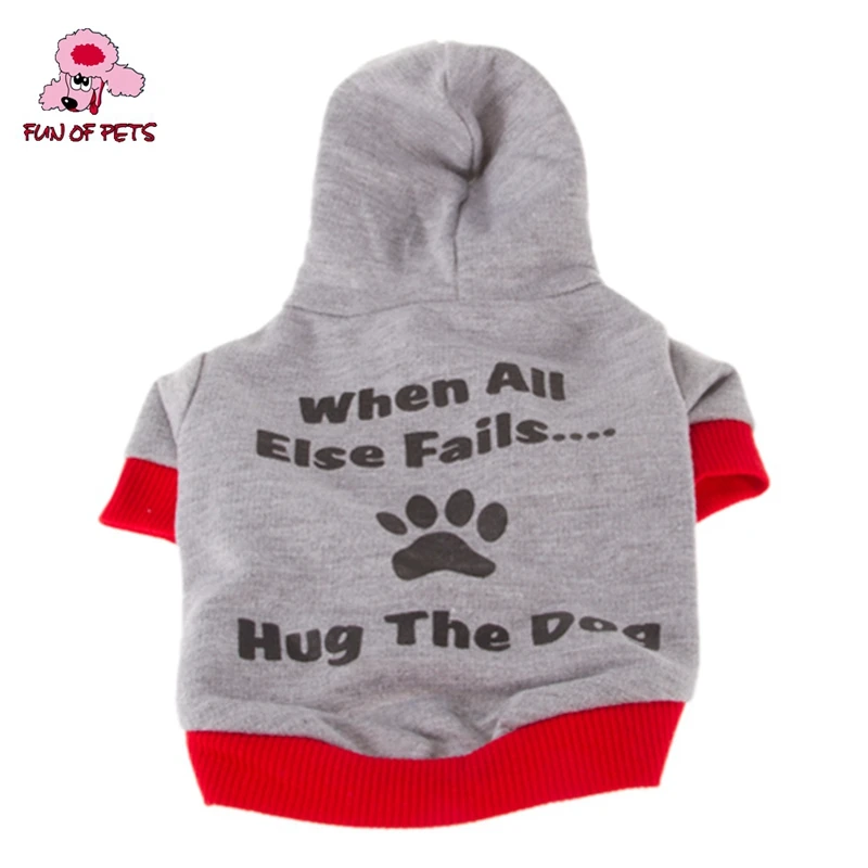 Stylish Hug The Dog Slogan Pattern Coat With Hoodie For Pets Dogs Fashion Dog Clothing Xs-l