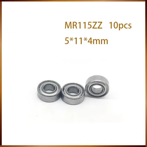 10pcs high quality MR115ZZ MR115 5x11x4 miniature deep groove ball bearing 5*11*4 mm