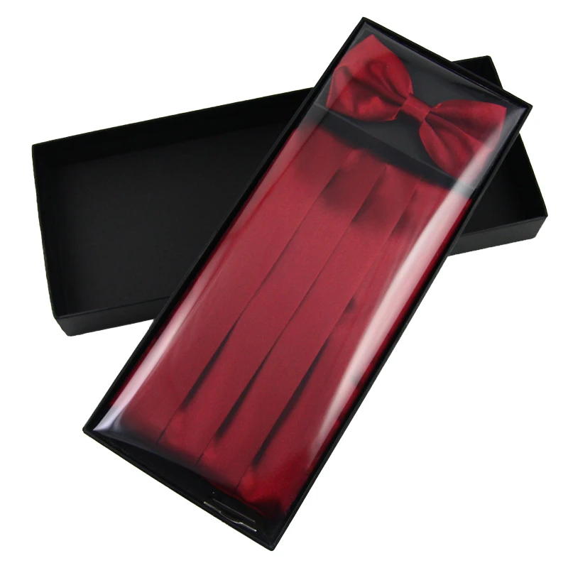 Set di papillon Cummerbund in raso da uomo Premium festa di nozze formale senza confezione regalo-presa di fabbrica