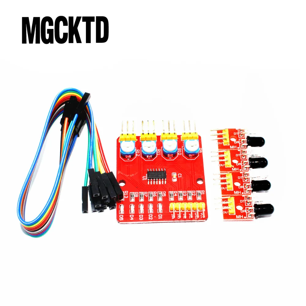 Four-way infrared tracing / 4 channel tracking module / transmission line modules / obstacle avoidance / car / robot sensors