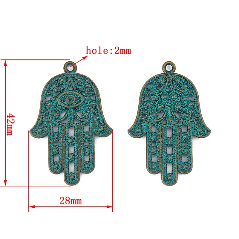 10pcs Hamsa Hand of Fatima Beads Turkish Eye Charms Pendant for Necklace Bracelet Jewelry Findings