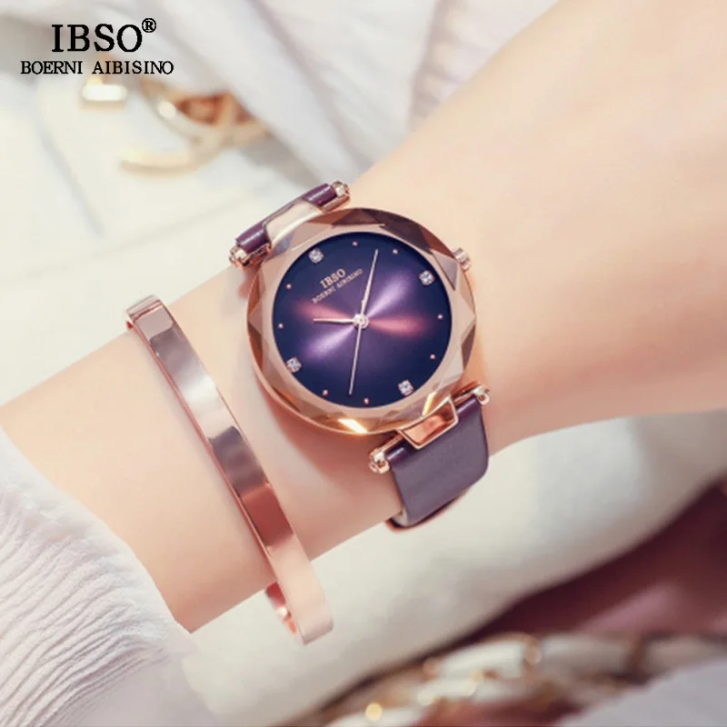 IBSO Brand Luxury Women Wrist Watches Leather Strap Montre Femme Fashion Ladies Quartz Watches For Women Relogio Feminino Clock