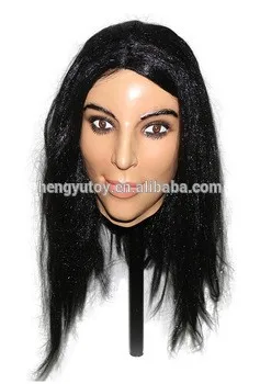 Fashion Latex Women Girl Party Cosplay Beauty Face For Party Mask Sexy Long Hair Carnival Mask Halloween