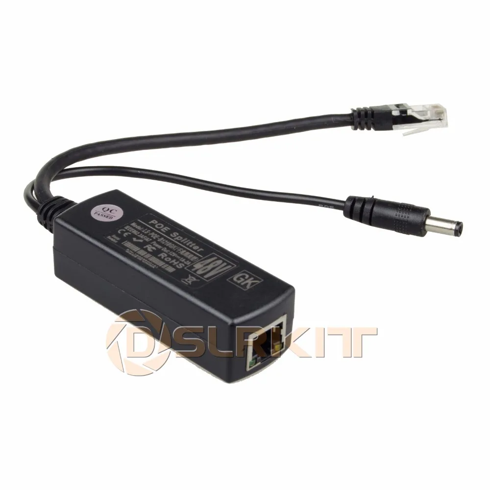 DSLRKIT Gigabit Active PoE Splitter Power Over Ethernet 48V to 12V 1A-2A 10/100/1000Mbps