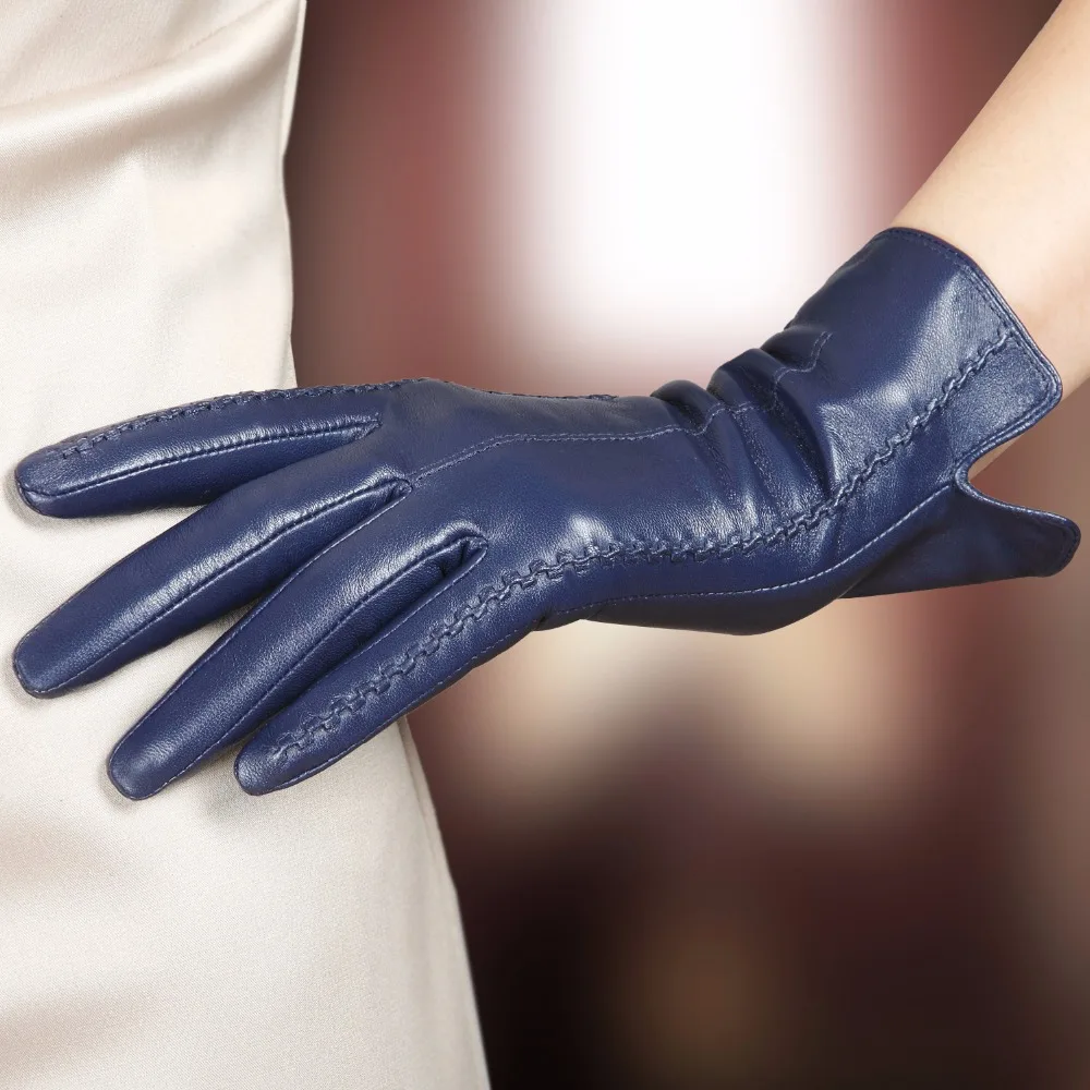 Echt Leder Handschuhe Weibliche Hohe Qualität Damen Elegante Lammfell Herbst Winter Thermische Plüsch Gefüttert Frauen Fahren Handschuhe L085