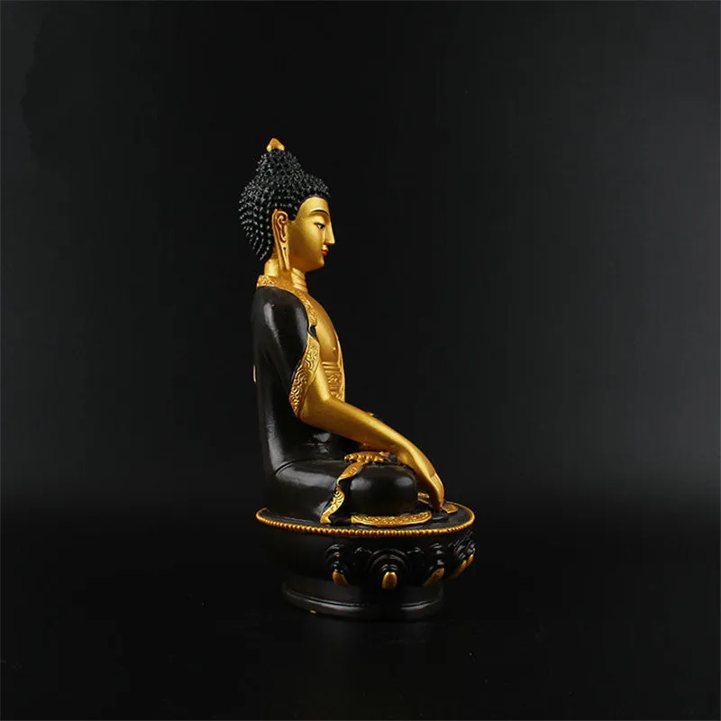 Auspicious Buddha Statue Resin Drawing Figurine 21cm Amitabha Figure of Buddha Solemn Temple Sculpture