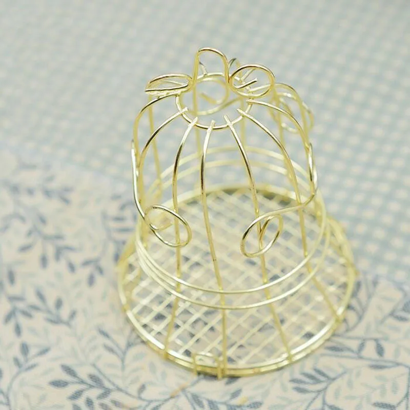 100pcs Unique Simple Golden Metal Bird Cage Birdcage Box Candy Boxes Wedding Events Christmas Valentine 's Gift Favor ZA4933