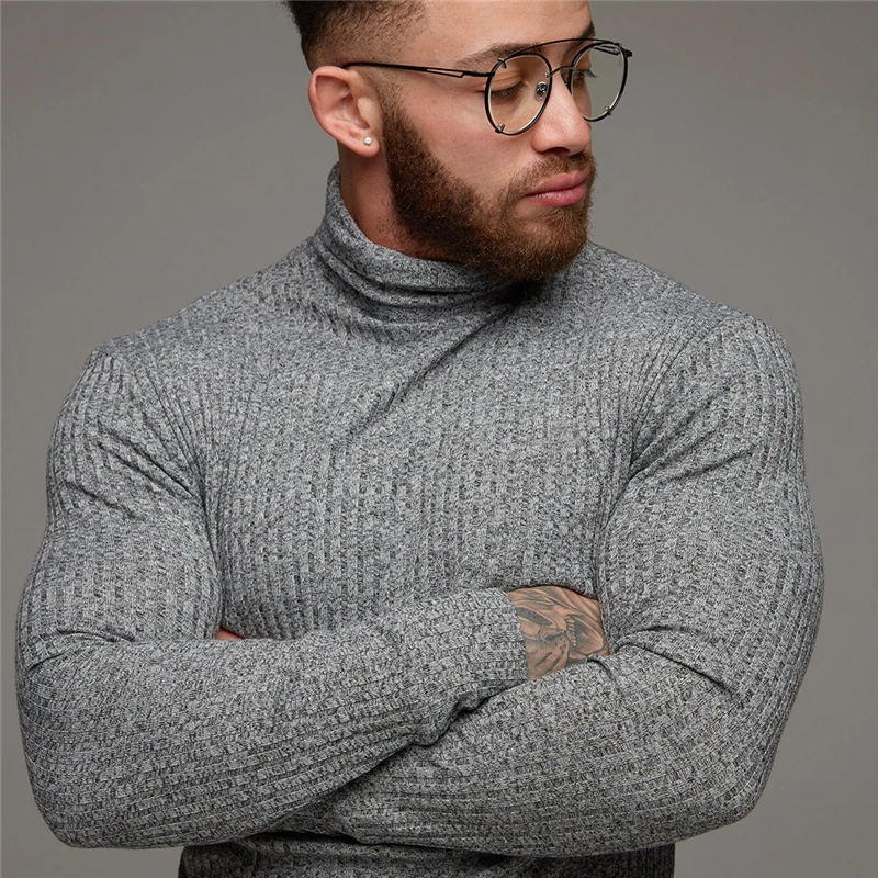 Fashion Winter Warm Sweater Men Turtleneck Mens Sweaters Slim Fit Pullover Men Classic Sweter Men Knitwear Pull Homme