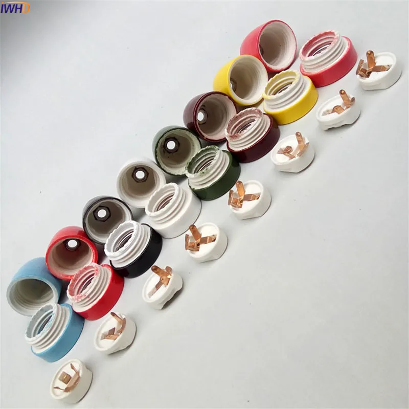 IWHD Ceramics E26/E27 Lamp Holder Base Socket Industrial Retro Vintage Edison Soquete E27 Socket Bulb Holder Lampholder CE UL