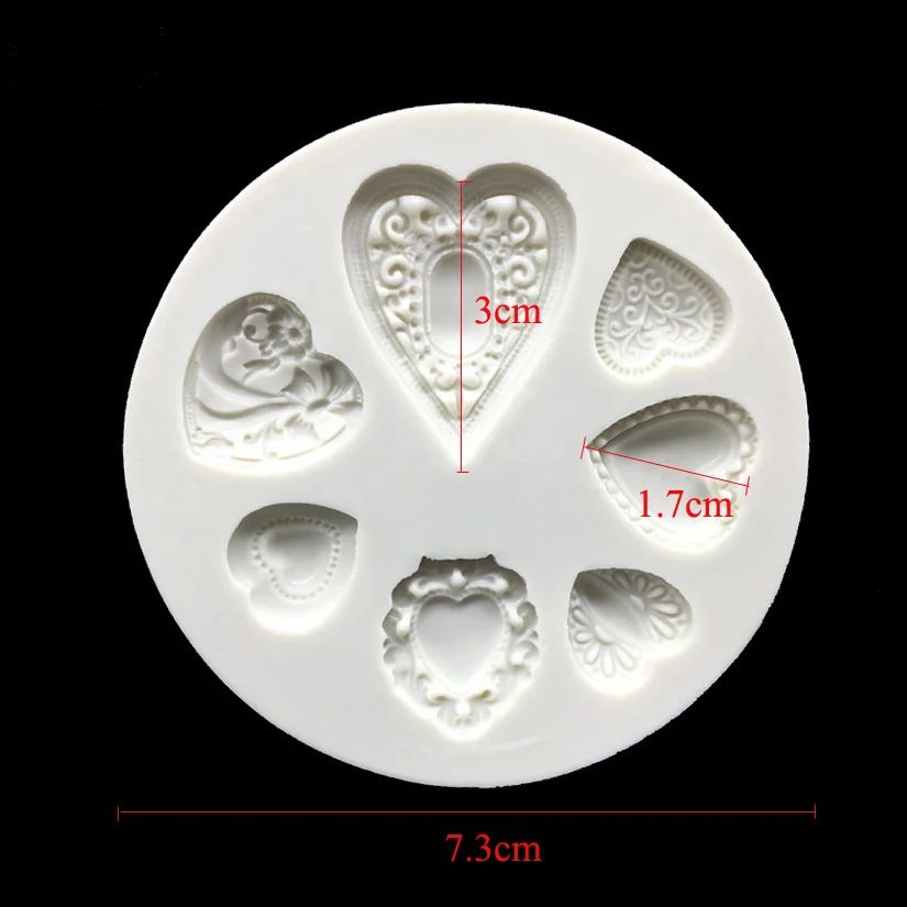 7 Heart 100% Platinum Silicone Sugarcraft Mold Fondant Cake Decorating Tools Bakeware