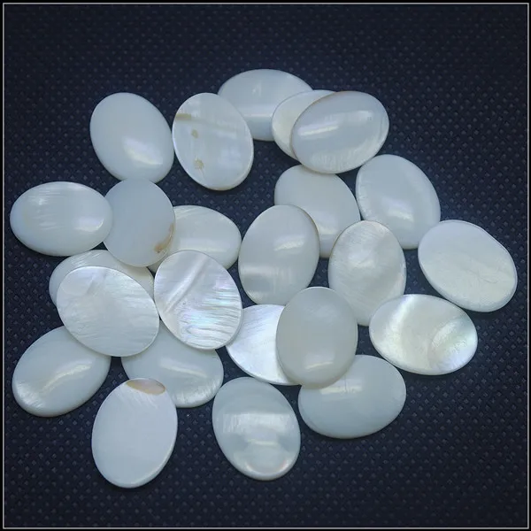 30PCS Wholesale White Mother Of Pearl Cabochons Shell Cabs For Bracelet Making Coin Shape Fingerrings SIZE18X25MM 20X30MM