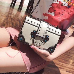 Retro Lock Small Bag Women's 2018 Summer New High-quality Chain Shoulder Bag Korean Wild Messenger Bag Small Square Bag