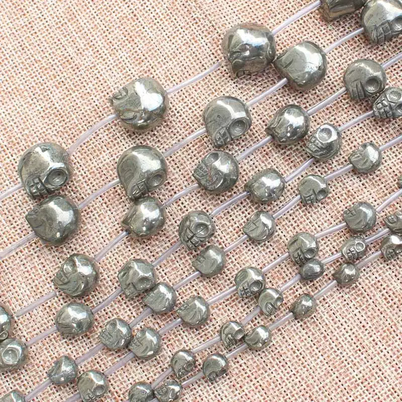 Natural Pyrite skull Shape 8-18mm  Beads 15inch per strand,For DIY Jewelry Making !We provide mixed wholesale for all items!