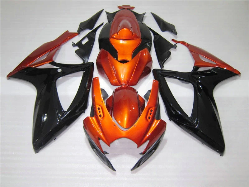 Injection molded free 7 gifts fairing kit for Suzuki GSXR600 06 07 burnt orange black fairings GSXR750 2006 2007 OT26