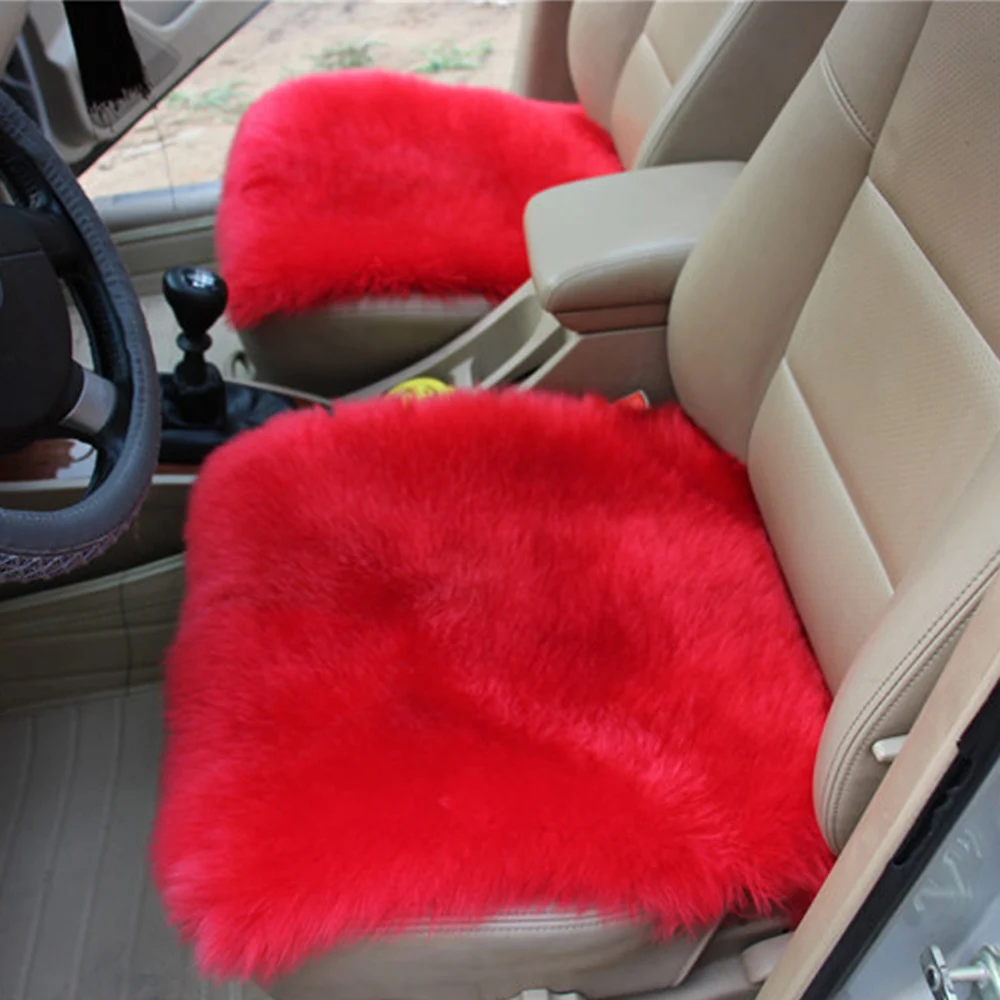 New Sheepskin Seat Cover Car Seat Wool Cushion Pad 18X18