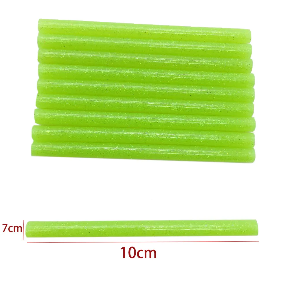 10pcs Colourful 7mm Green Glitter Hot Melt Glue Sticks For Glue Gun Craft Phone Case Album Repair Accessories Adhesive 7mm Stick