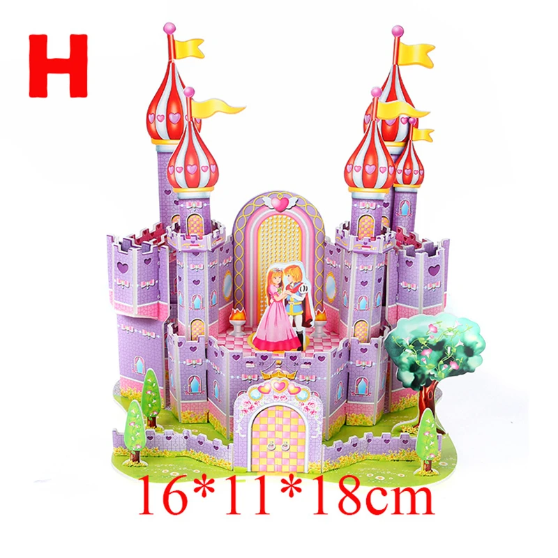 3D Puzzle Diy Games and Puzzles Model Building Safe Foam Purple Castle Prince and Princess Palace Girl Toys for Children