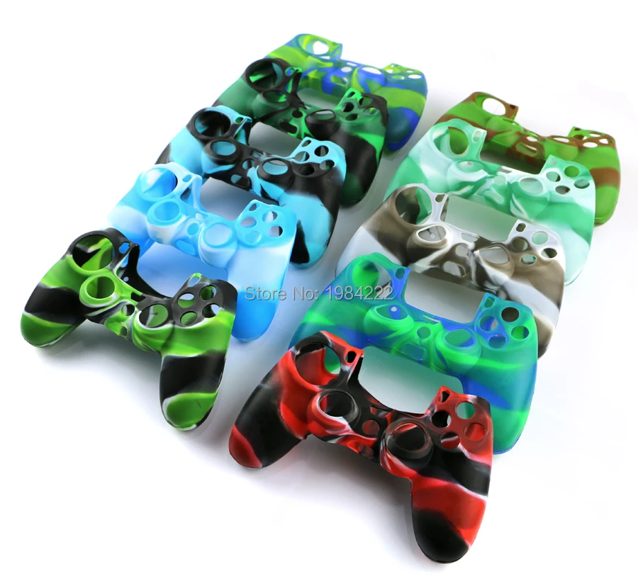 1 قطعة حافظة واقية من السيليكون المموه غطاء قبضة الجلد لجهاز PS4 غطاء حماية لوحدة التحكم في ألعاب الفيديو