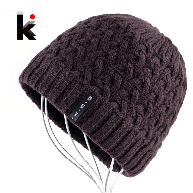 

Men's Knitted Hat Winter Skullies Beanies For Men Add Velvet Warm Knitting Cap Boys Casual Fashion Hip Hop Gorros Inverno