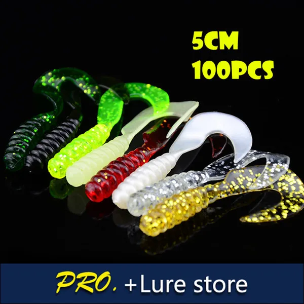 

100pcs 5cm soft assorted color artificial worm grub fishing lures soft worm grub in fishing lure