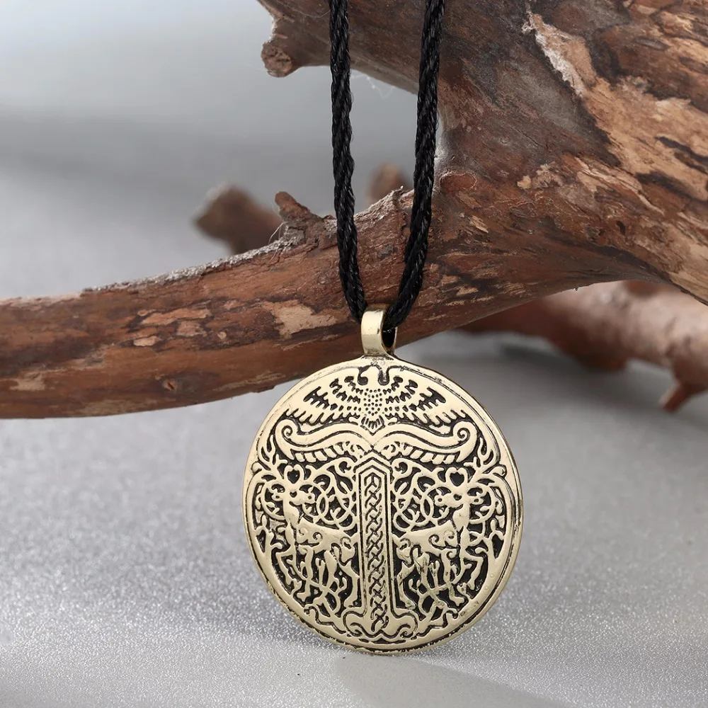 Kinitial Retro Double Deer Pendants Tree of Life World Tree Pendant irminsul Viking Animal Deer Pendant Necklace Jewelry