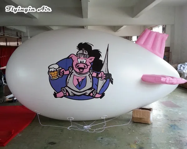 Outdoor Advertising Inflatable Zeppelin Helium Balloon PVC White Flying Blimp Air Blow Up Airship For Parade Show