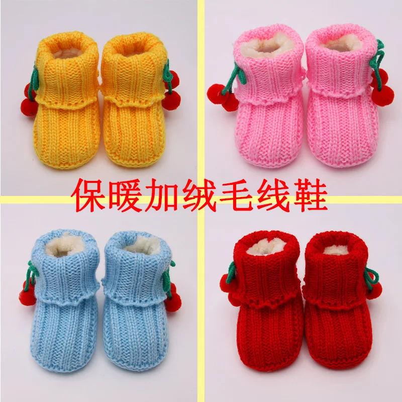 New Baby 0-1 Years Old Warm Plus Fluff Line Shoes Rope Handmade Baby Toddler Cotton Shoes