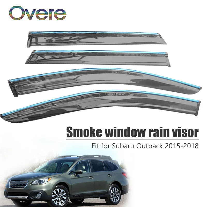 

OVERE NEW 1Set Smoke Window Rain Visor For Subaru Outback 2015 2016 2017 2018 Styling ABS Vent Deflectors Guard Accessories