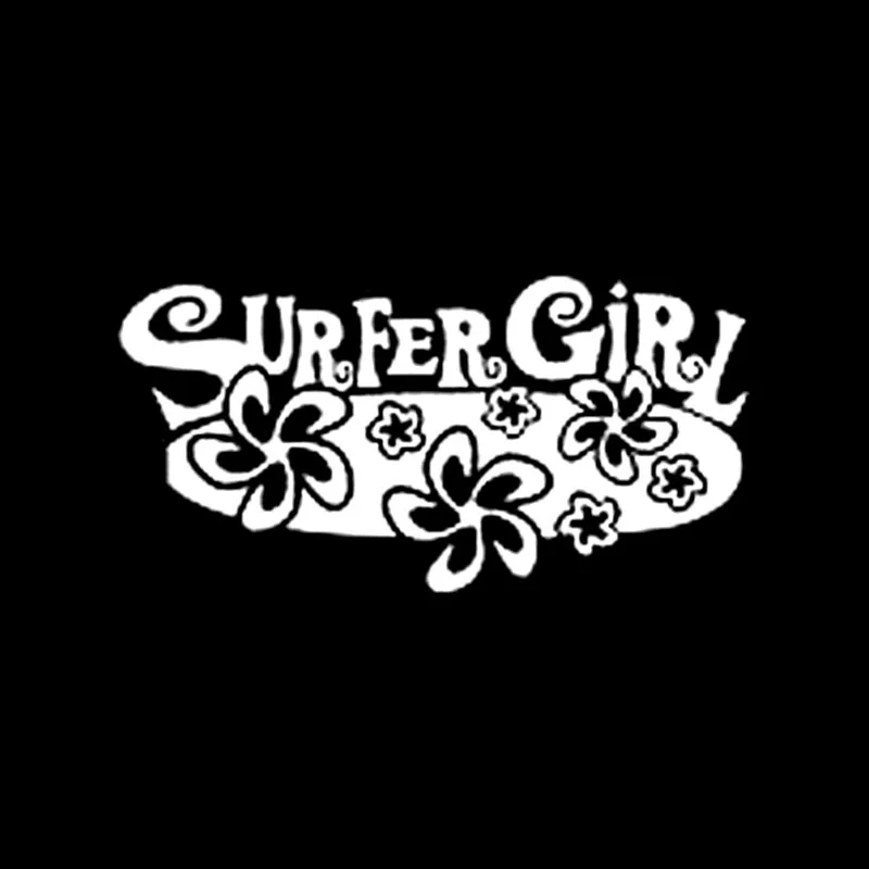 20X10CM SURFER GIRL Hibiscus Flowers Surf Board Vinyl Decal Car Sticker Car-styling S8-0850