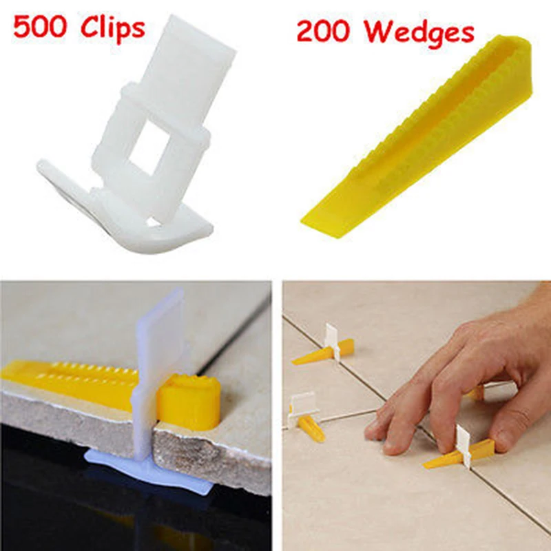 1set 500 Clips + 200 Wedges Tile Leveler Spacers Lippage Tile Leveling System New