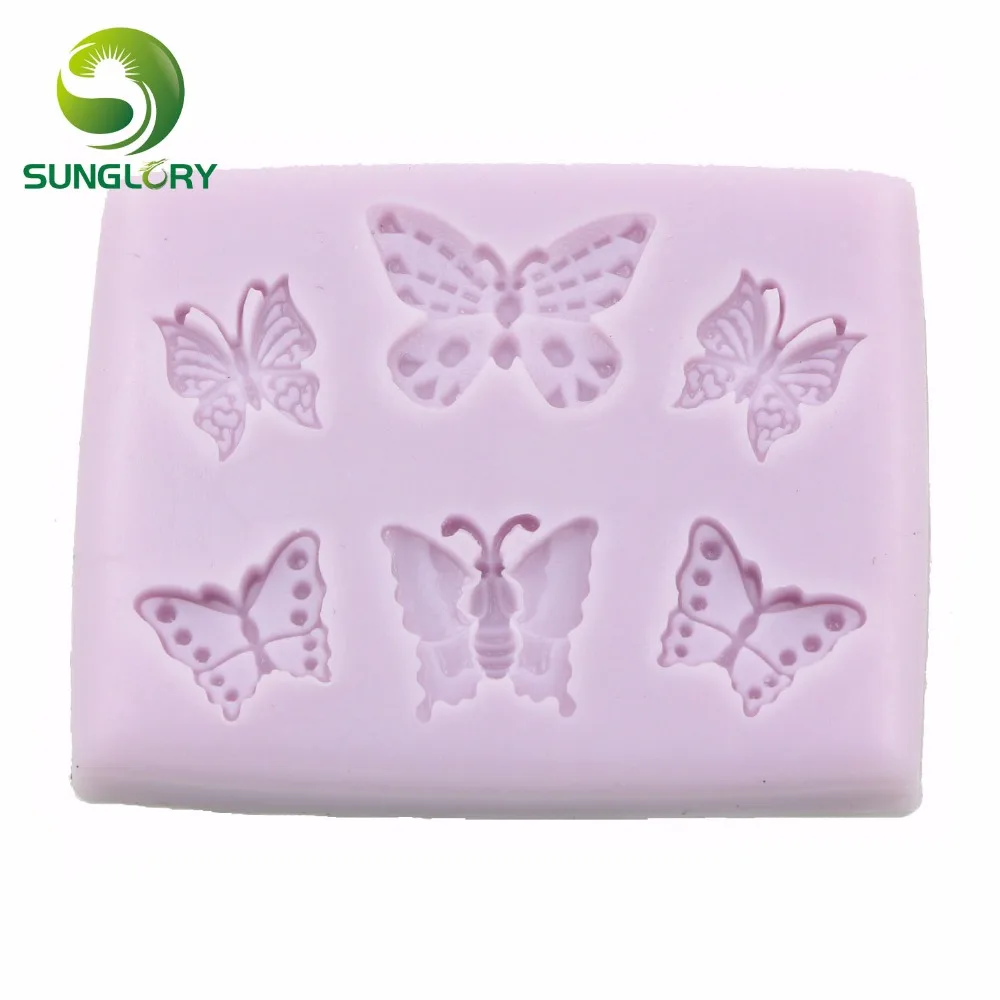 Silicone 6 Butterfly Mold For Cake Decoration Fondant Decor Gum Paste Silicon 3D Moldes De Silicona Paste Americana Baking Tools