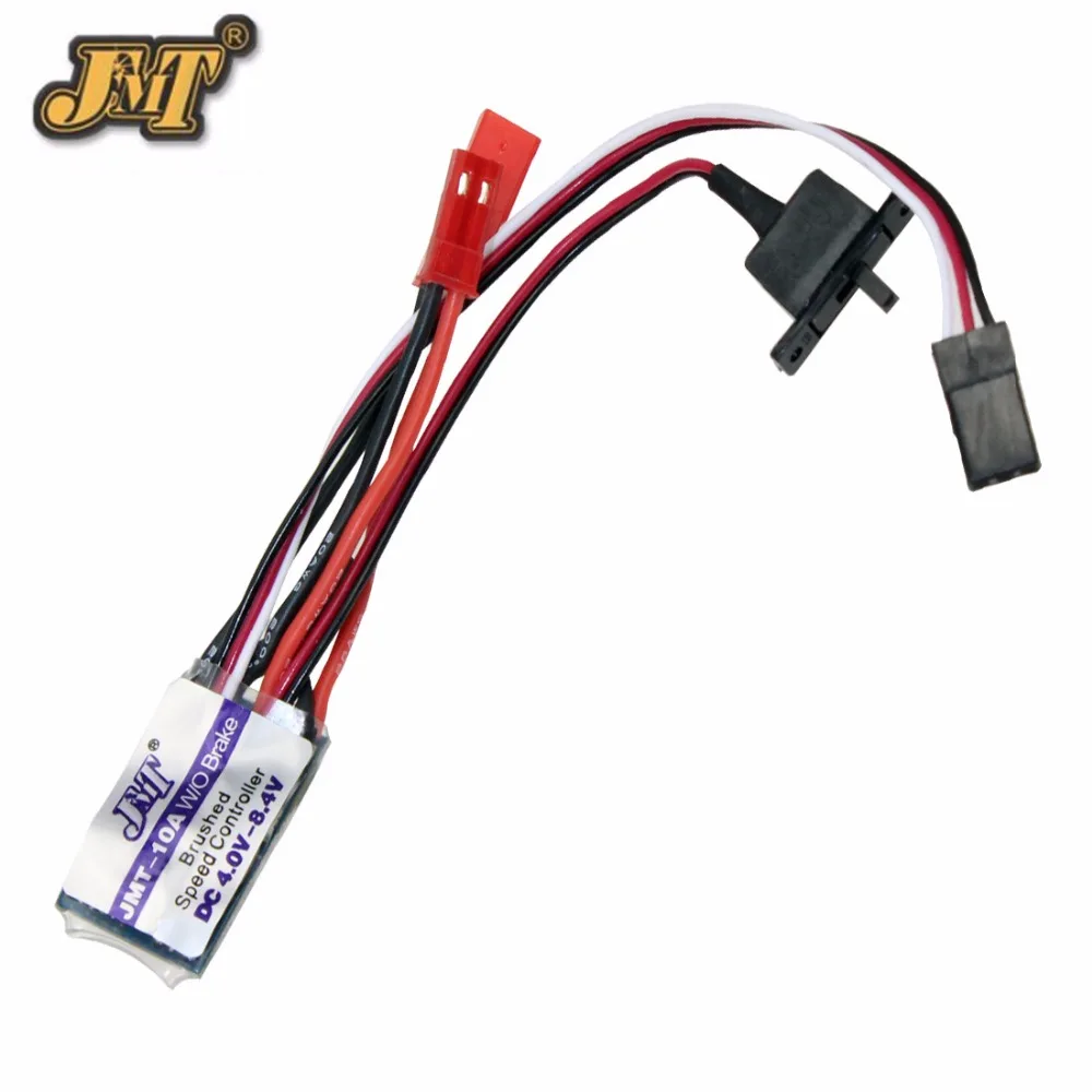 JMT High Quality RC Car 10A Brushed ESC Two Way Motor Speed Controller No/With Brake for 1/16 1/18 1/24 Car Boat Tank