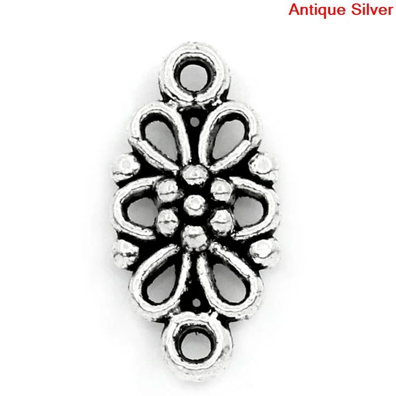 8SEASONS Connectors Findings Flower Silver Color 16x8mm,100PCs (B24768)