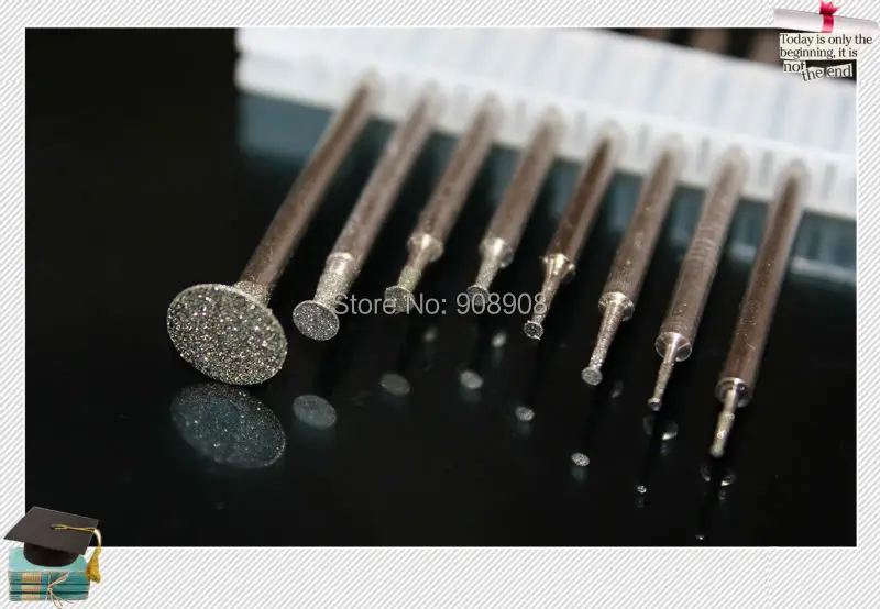 16 Pcs Thin T Head Diamond Mounted Point Grinding Solid Bit Drills Burrs 0.5mm to 8.0mm for Stone Mould Jewelry Metal Polishing