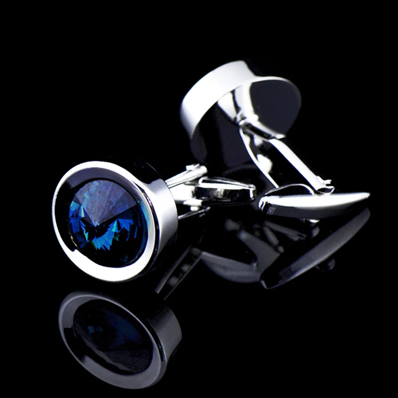 Jewelry shirt cufflink for mens Brand designer Cuffs link Button male bule crystal High Quality Luxury Wedding abotoaduras