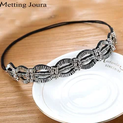 Metting Joura Vintage Bohemian Ethnic Gold Tube Beads Headband Party Handmade Elastic Kitted  Hair Band Hair Accessory