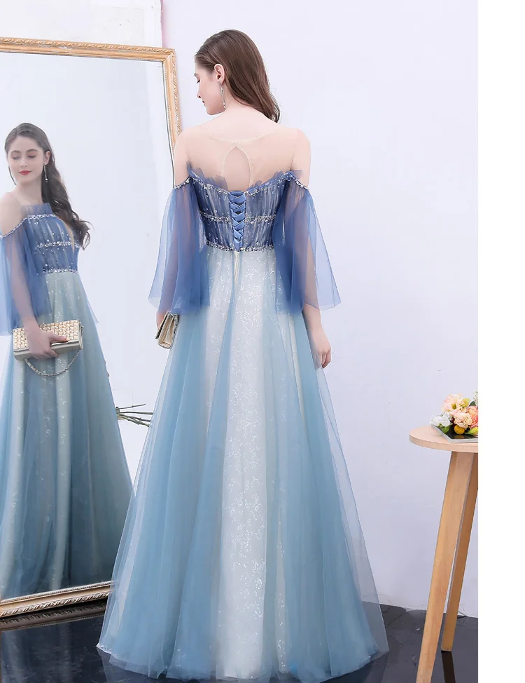 100%real blue rhinestone beading ruffled gown medieval dress Renaissance Gown princess Victoria can customs size