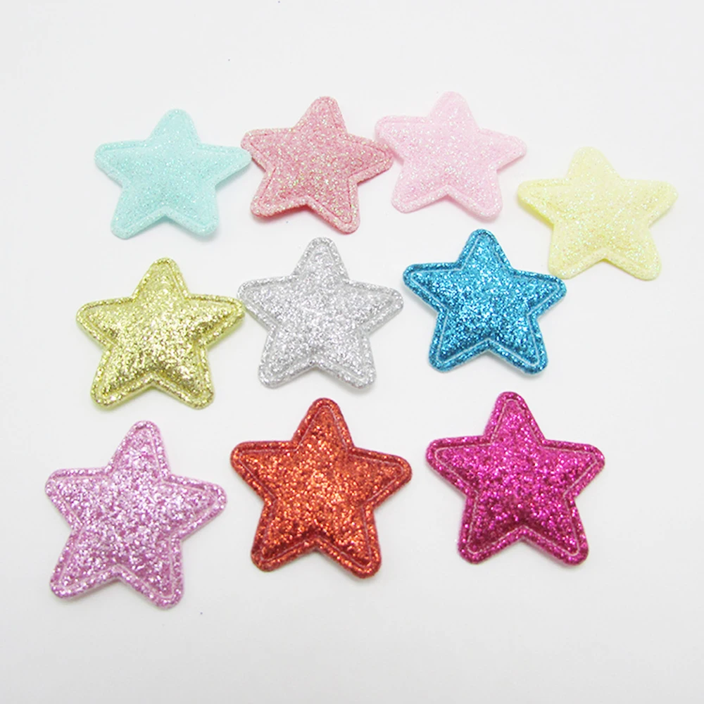 50 pcs/bag Glitter Start Patch Cheap Handmade Clothes Decoration DIY Hairbows Accessories Garment Decorative DIY Sewing Patches