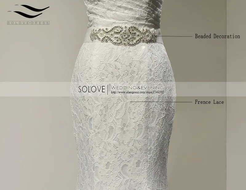 Robe de mariée sirène longue en dentelle pour femme, élégante, ceinture perlée, chérie, blanc, ivoire, patients, 2025