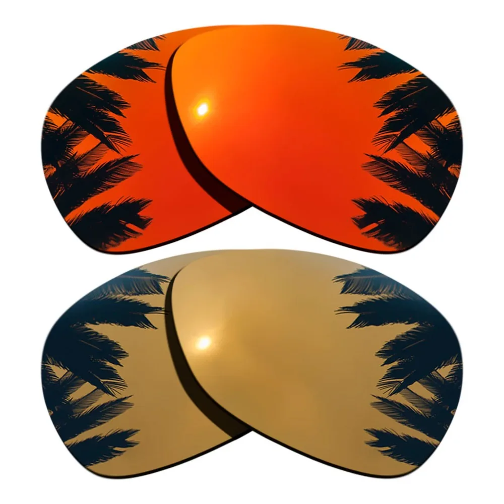 (Bronze Gold+Orange Red Mirrored Coating) 2-Pairs Polarized Replacement Lenses for Crosshair 2012 100% UVA & UVB Protection