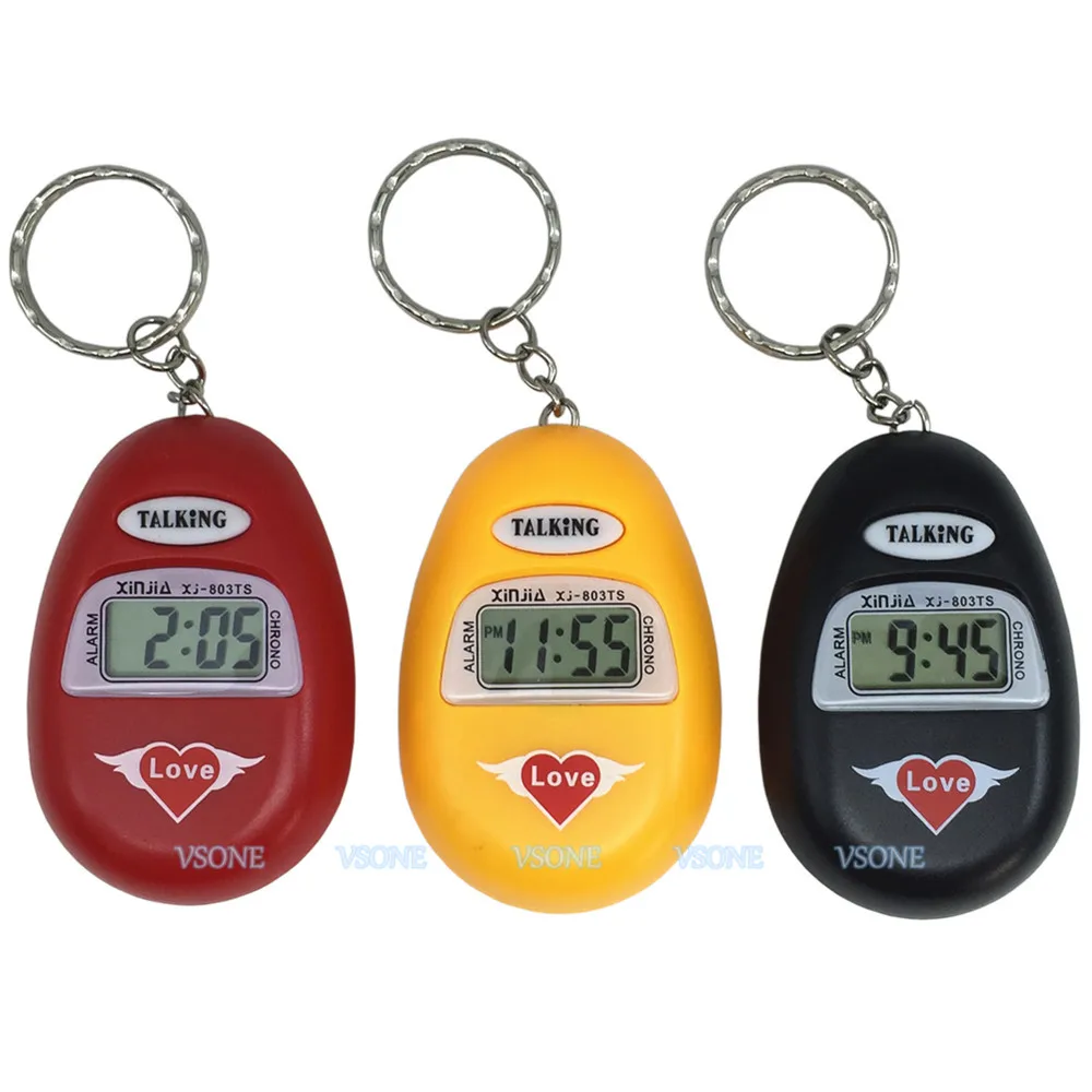 Spanish Language Talking Key Chain Clock Big Voice with Alarm for The Old Man or Blind People