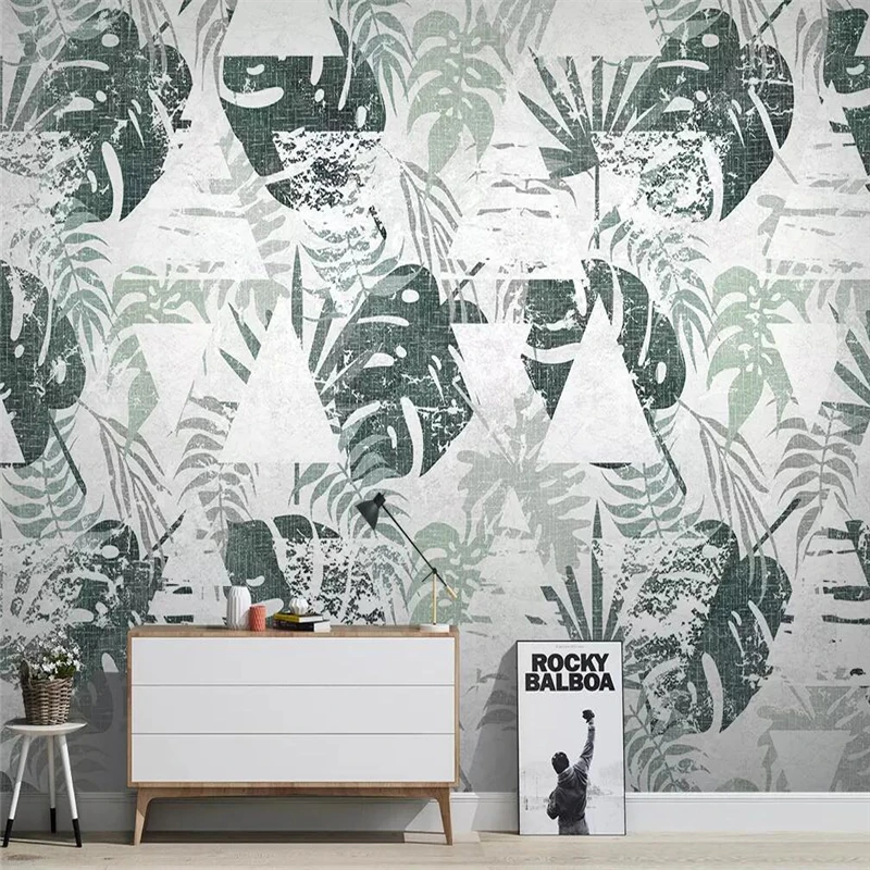 Norse tropical plant banana leaf TV background wall