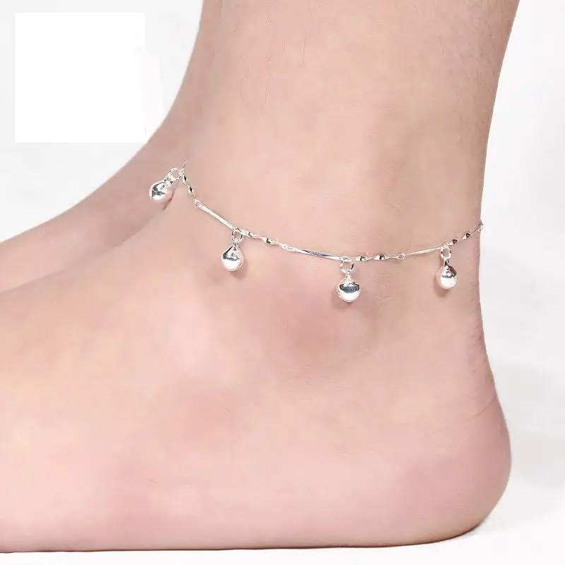 1pc Anklet Bracelet Chain Silver Plated Crystal Foot Jewelry Charm Chain Bell Anklets for Women New Arrival