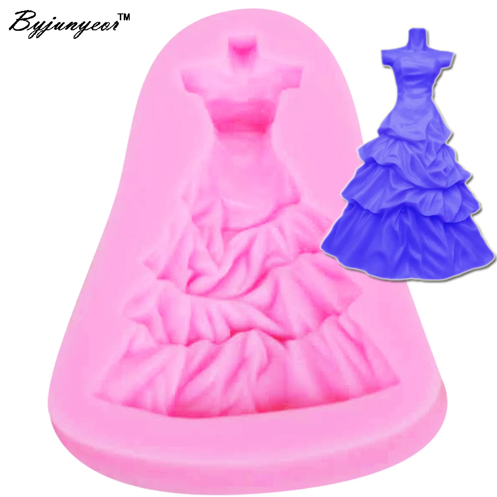 M655 Wedding Evening Dress Epoxy UV Resin Silicone fondant cake chocolate mould cake tools kitchen baking tools 7.8*5.5*1.2cm