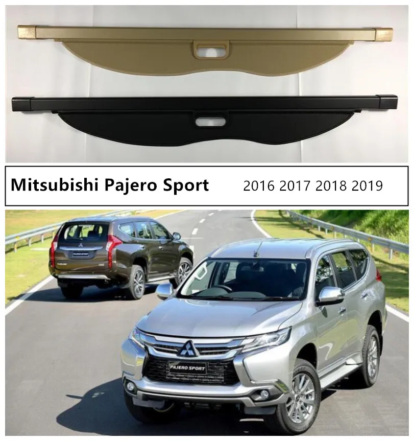 

Rear Trunk Cargo Cover For Mitsubishi Pajero Sport 2016 2017 2018 2019 2020 21 High Qualit Car Security Shield Accessories Black