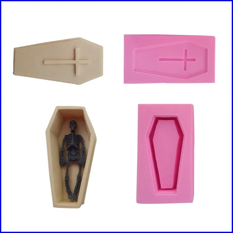 Halloween Coffin Skulls Silicone Fondant Molds Cake Decorating Tools Soap Candle Mold Gumpaste Chocolate Moulds H473